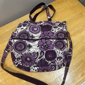 Thirty‎ One Retro Metro Tote Bag Plum Awesome Blossom Crossbody Shoulder Straps